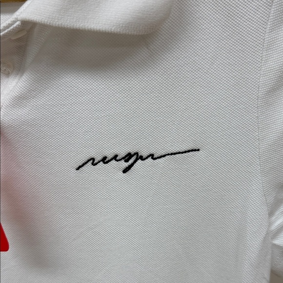 MSGM Piquet Cotton Flared Polo Dress White with Embroidered Logo NWT Kids 14 - Picture 4 of 9